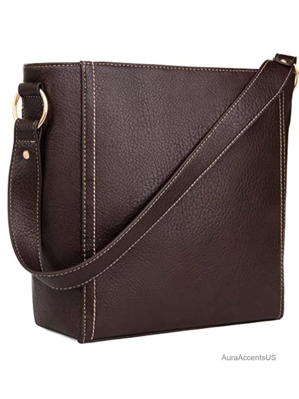 Vegan Leather Hobo Shoulder Bag with Zipper Closure, Multi-Pocket Handbag